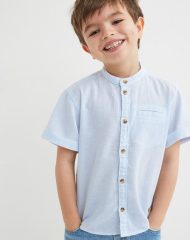 22U2-143 H&M Short-sleeved Henley Shirt - Áo sơ mi bé trai