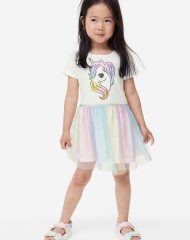 23O1-033 H&M Tulle-skirt Jersey Dress - 4 tuổi