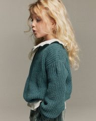 23D2-015 H&M Knit Chenille Sweater - Áo thun bé gái