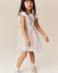 24L1-011 H&M Jersey Dress with Tulle Skirt - Váy, đầm bé gái